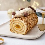 Bûche chocolat blanc praliné